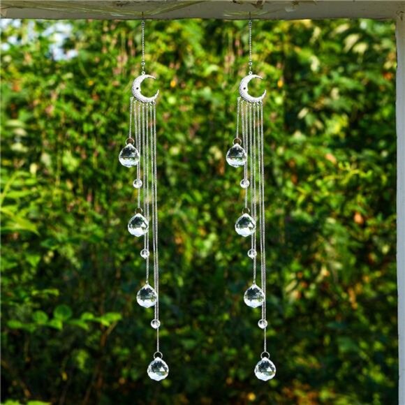 Hanging Clear Crystal Suncatcher Ornaments with Moon Decor Rainbow Maker - Picture 6 of 7